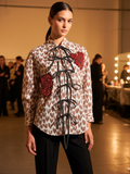 Printed Tie-Up Full Sleeve Sequinned Cotton Shirt - Pinkkup