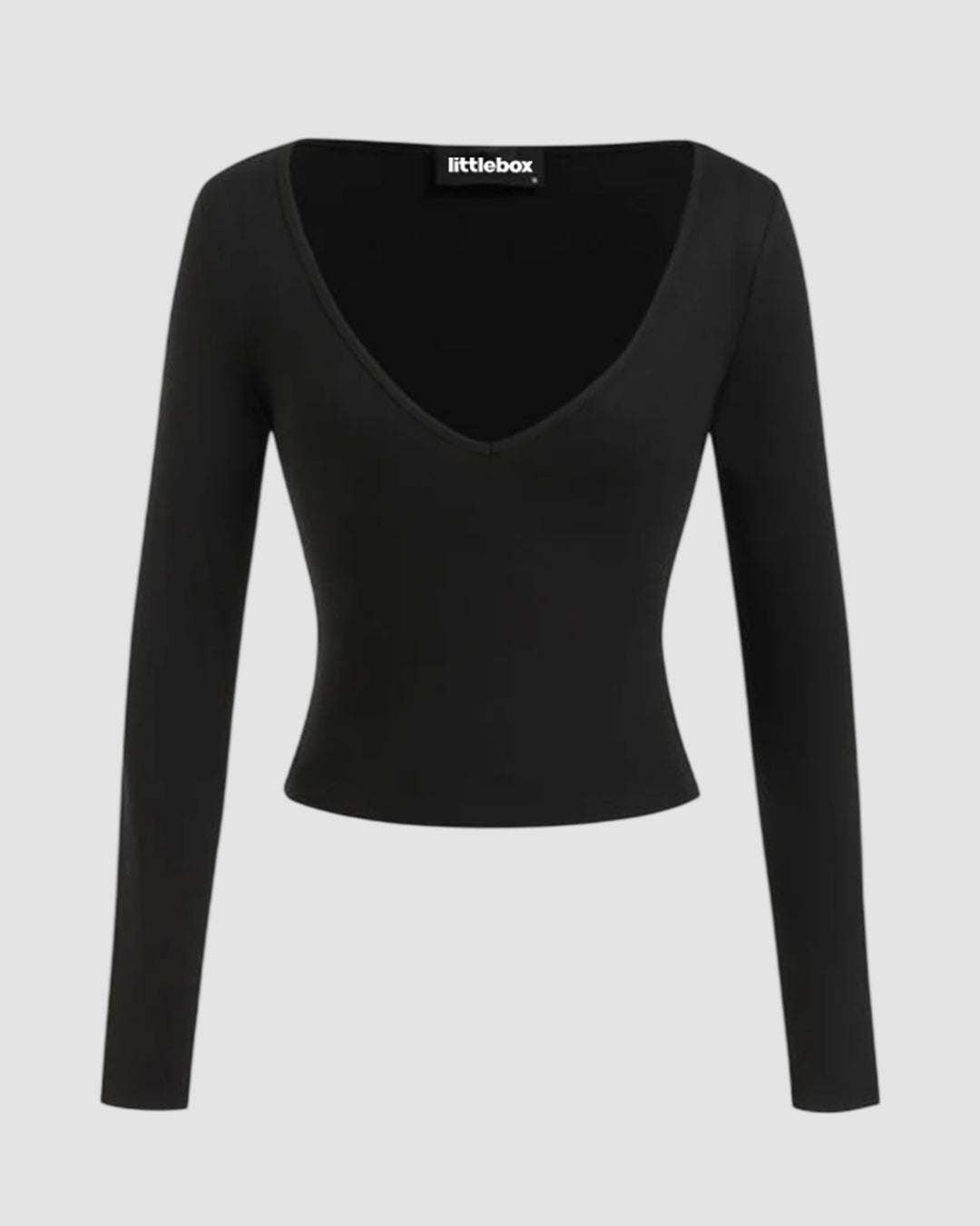 Halter Neckline Polka Dot Top & V Neck Long Sleeve Top in Black