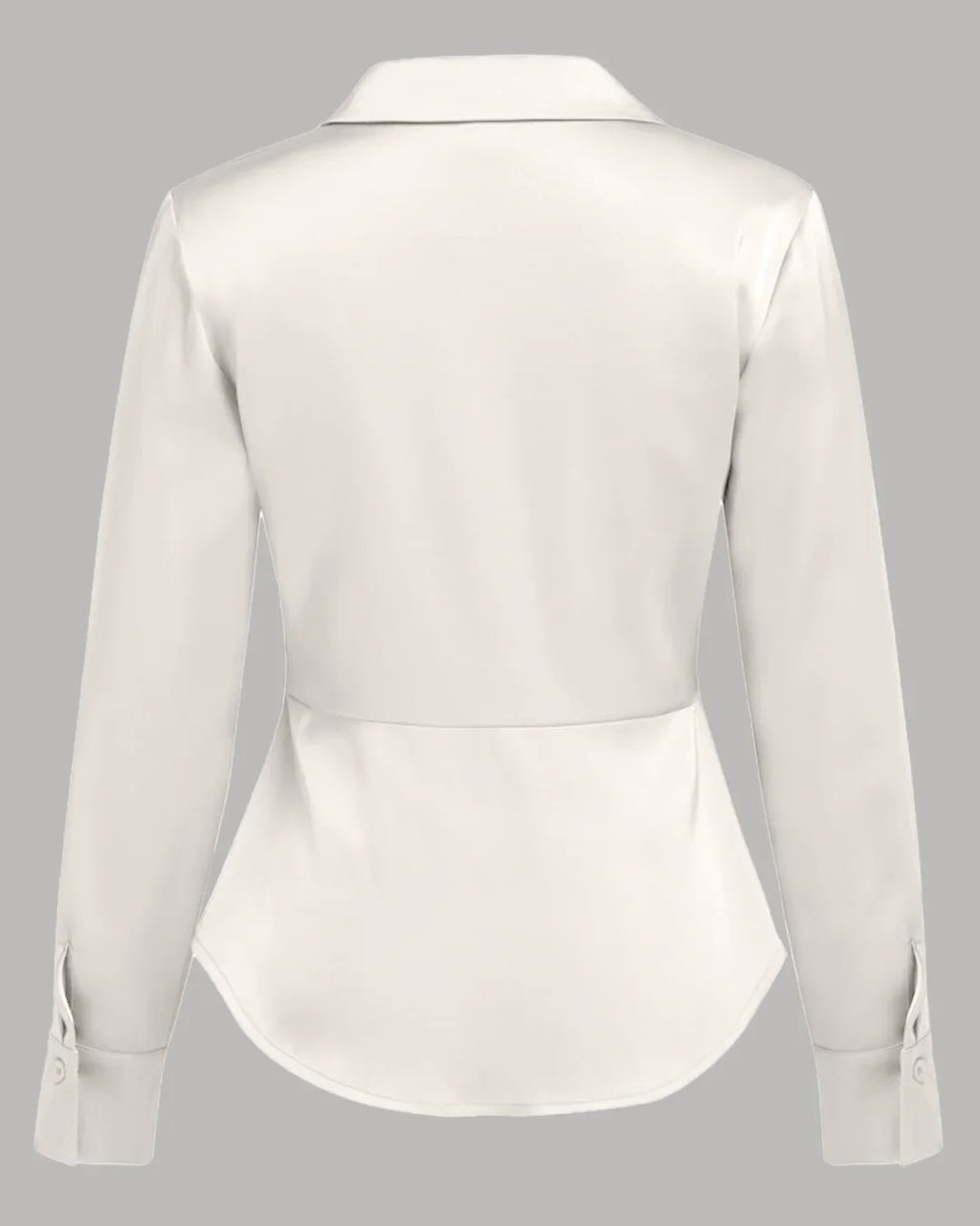 Satin Button Down Full Sleeve Shirt with Classic Collar in Cream