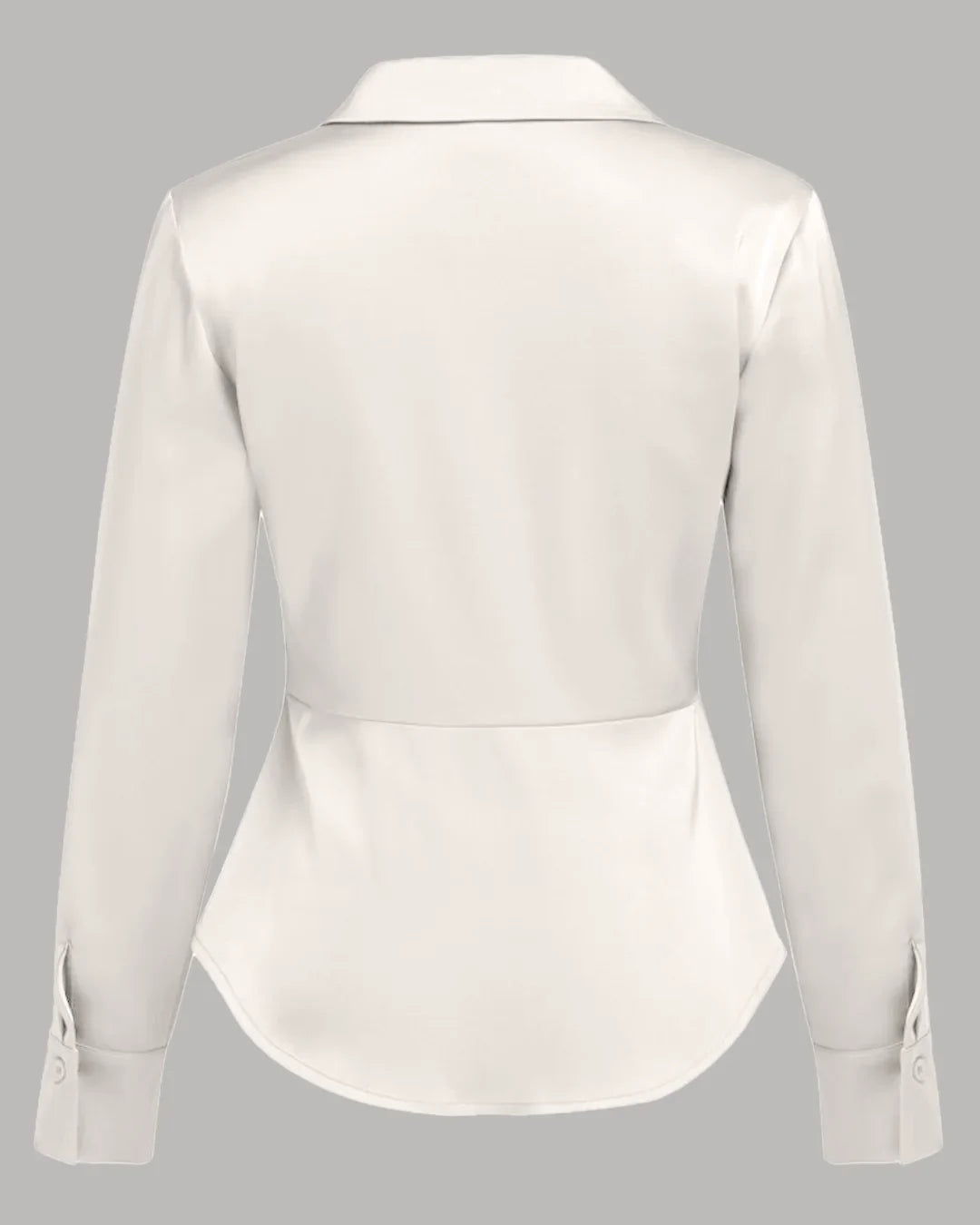 Satin Button Down Full Sleeve Shirt with Classic Collar in Cream