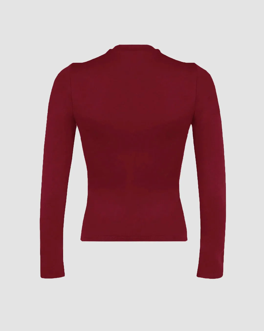 Stretch Fit Long Sleeve Crop Tee In Burgundy