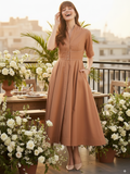 Corset Panelled Midi Cotton Dress - Pinkkup