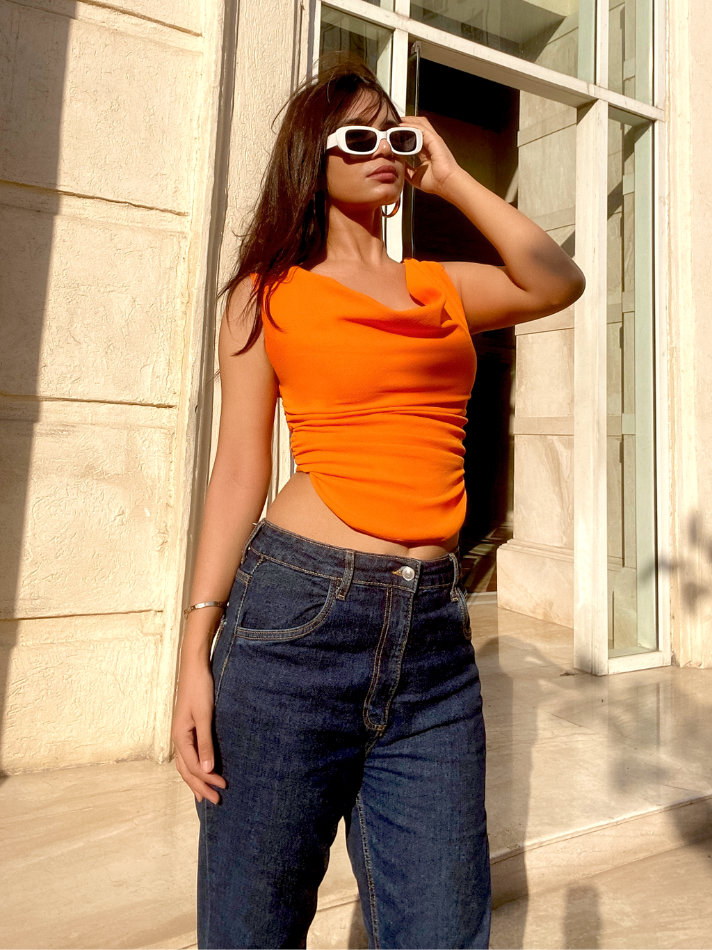 Cotton Stretchable Draped Crop Top - Pinkkup