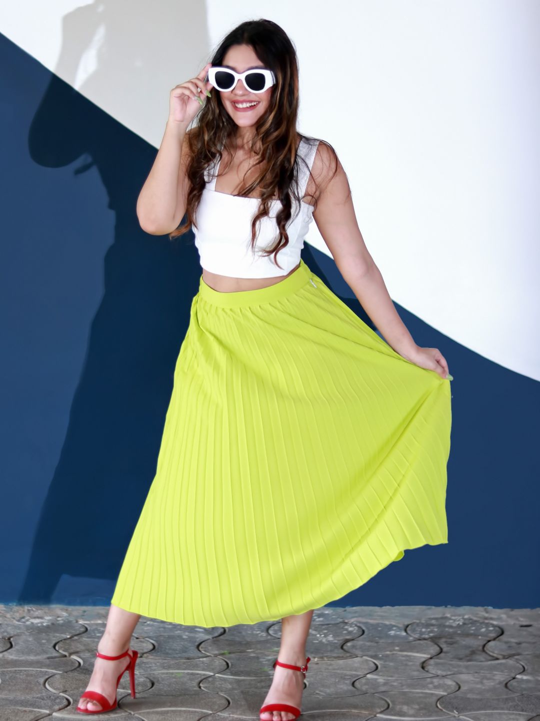 Pleated Midi Skirt - Pinkkup