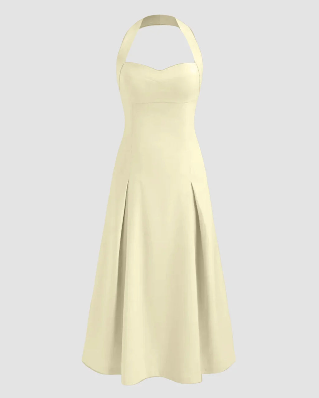 Square Neck Gathered Waist Midi Dress in French Vanilla