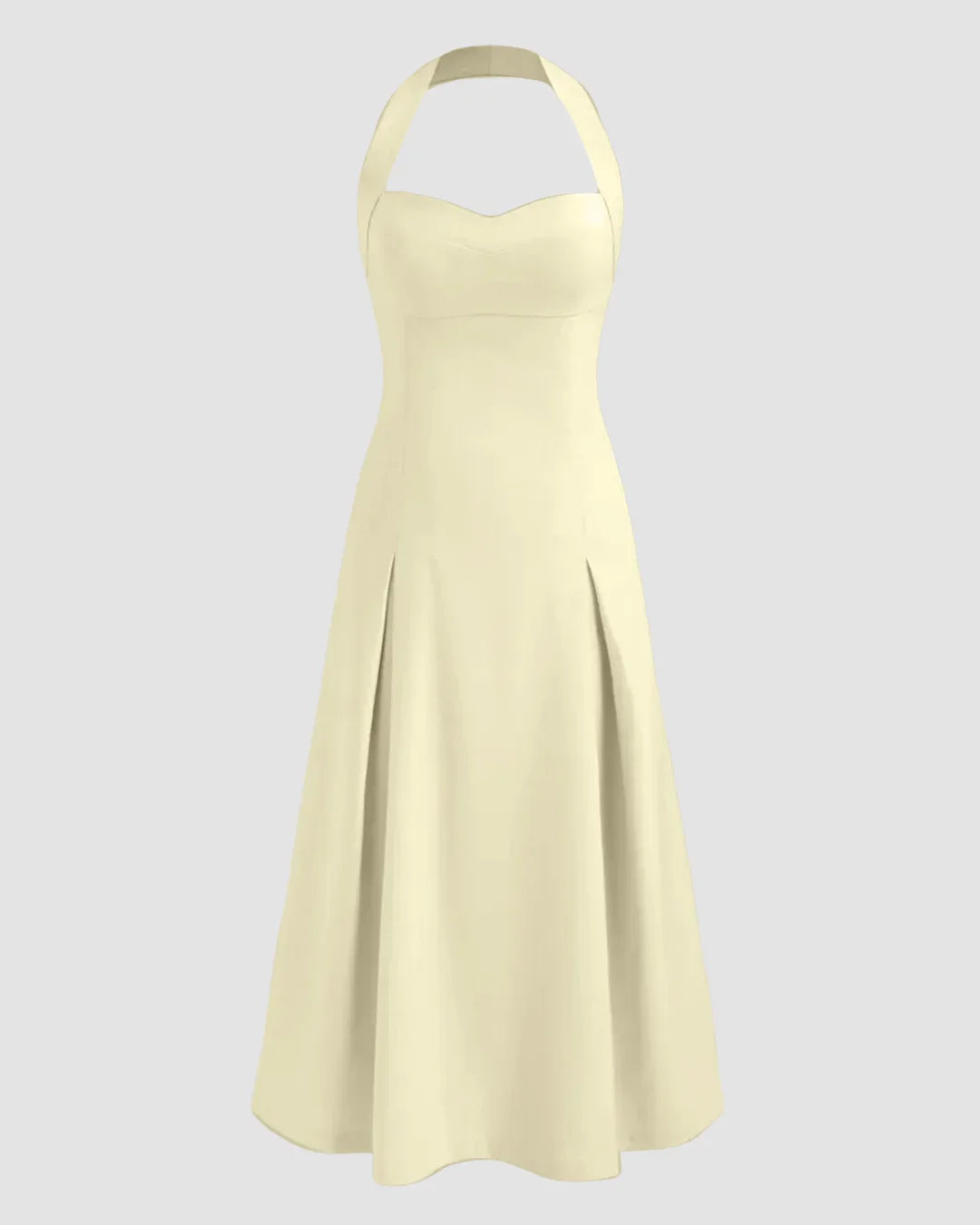 Square Neck Gathered Waist Midi Dress in French Vanilla