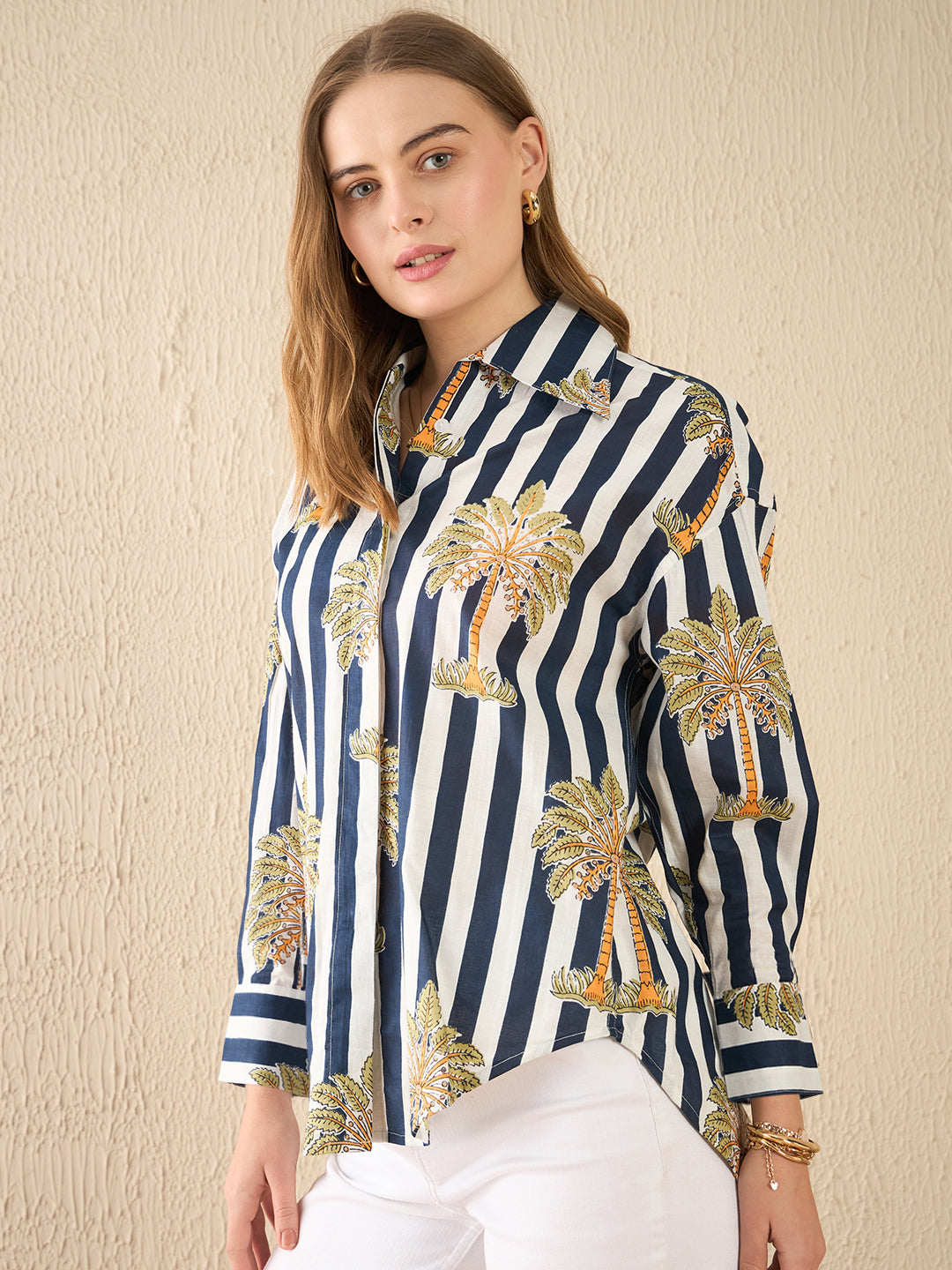 Printed Asymmetrical Cotton Shirt