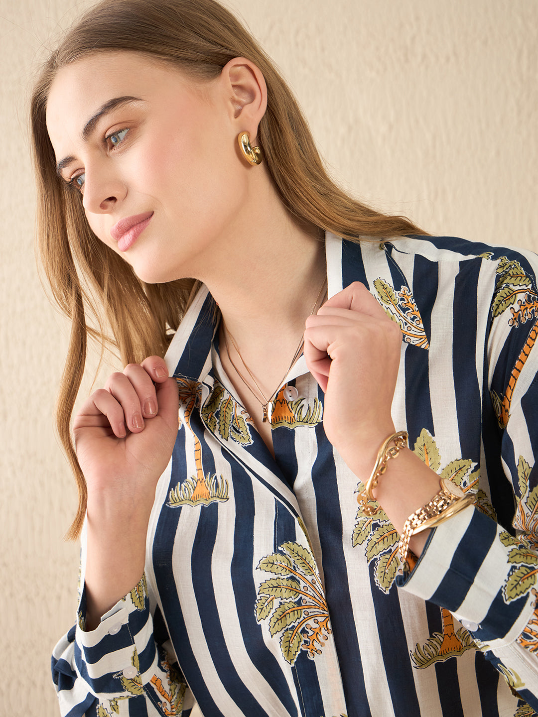 Printed Asymmetrical Cotton Shirt