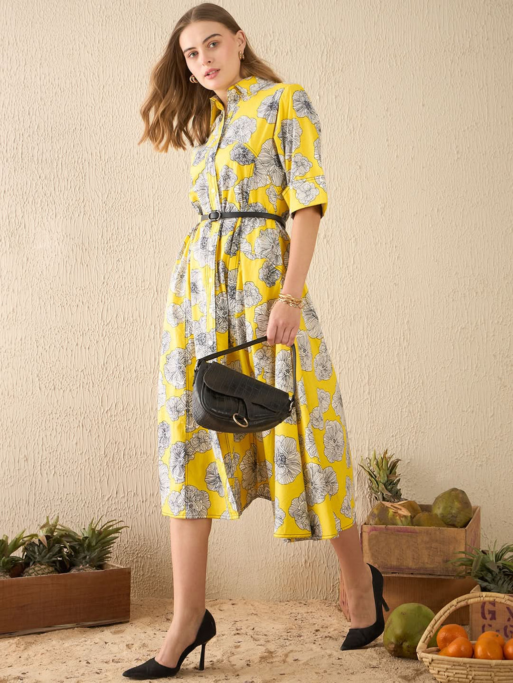 Buttoned Down Cotton Midi Dress