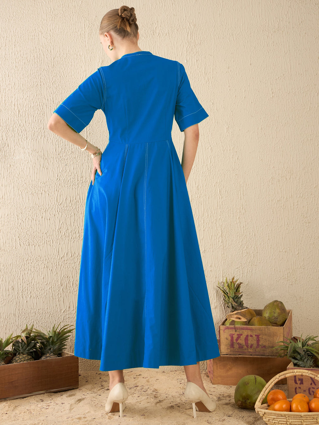Corset Panelled Midi Cotton Dress