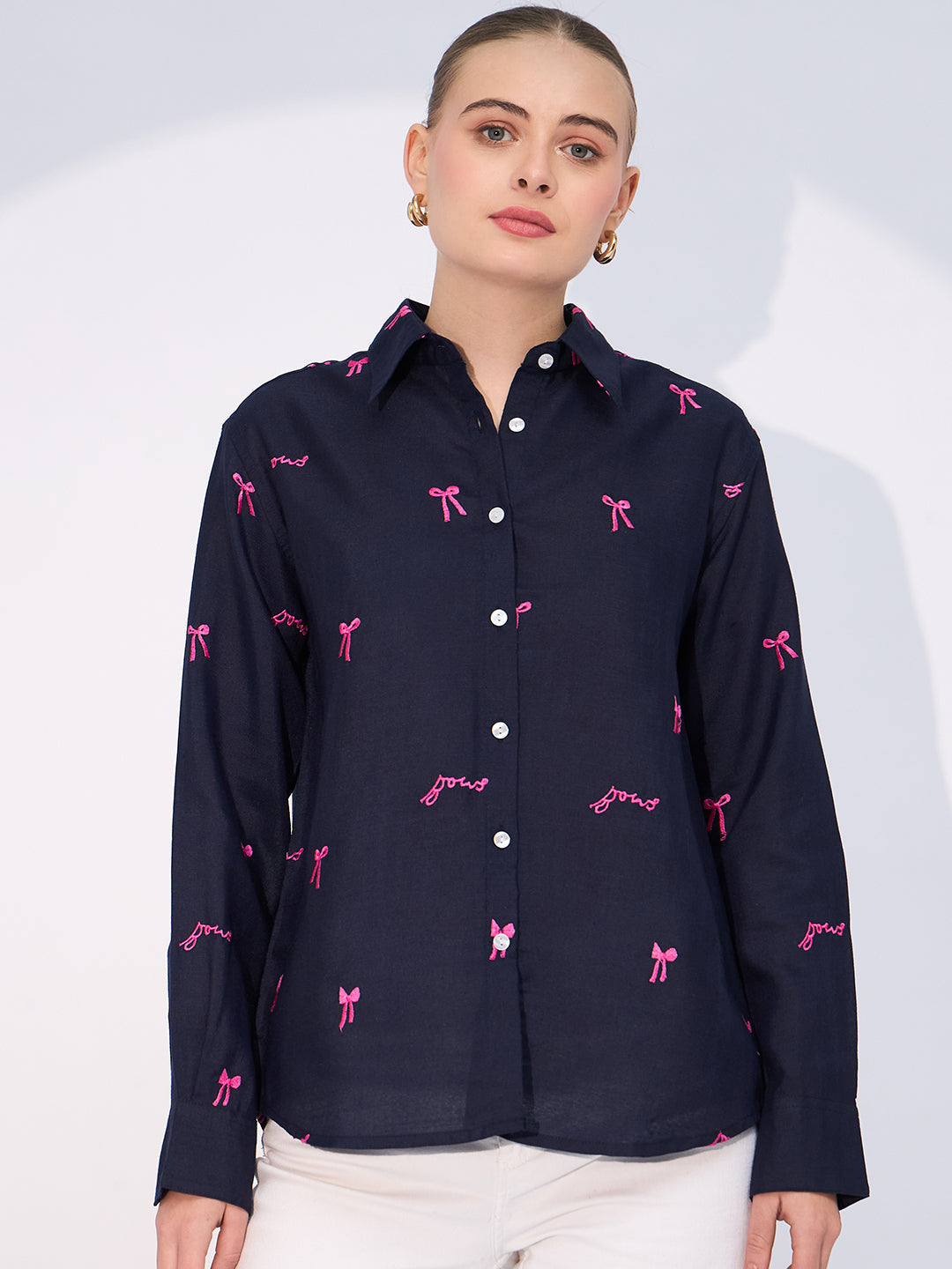 All Over Embroidered Linen Shirt
