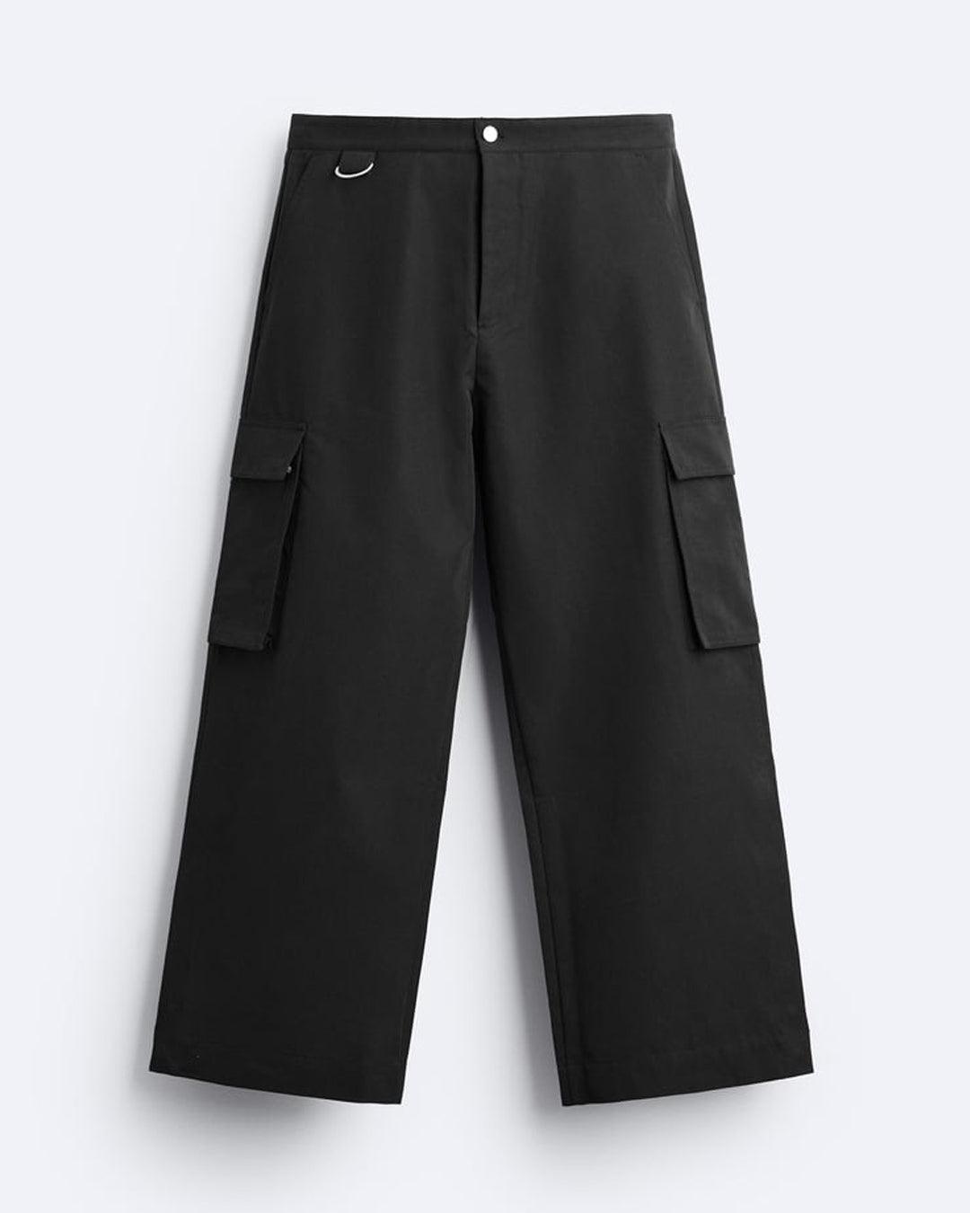 Men Wide Fit Black Cargo Trouser