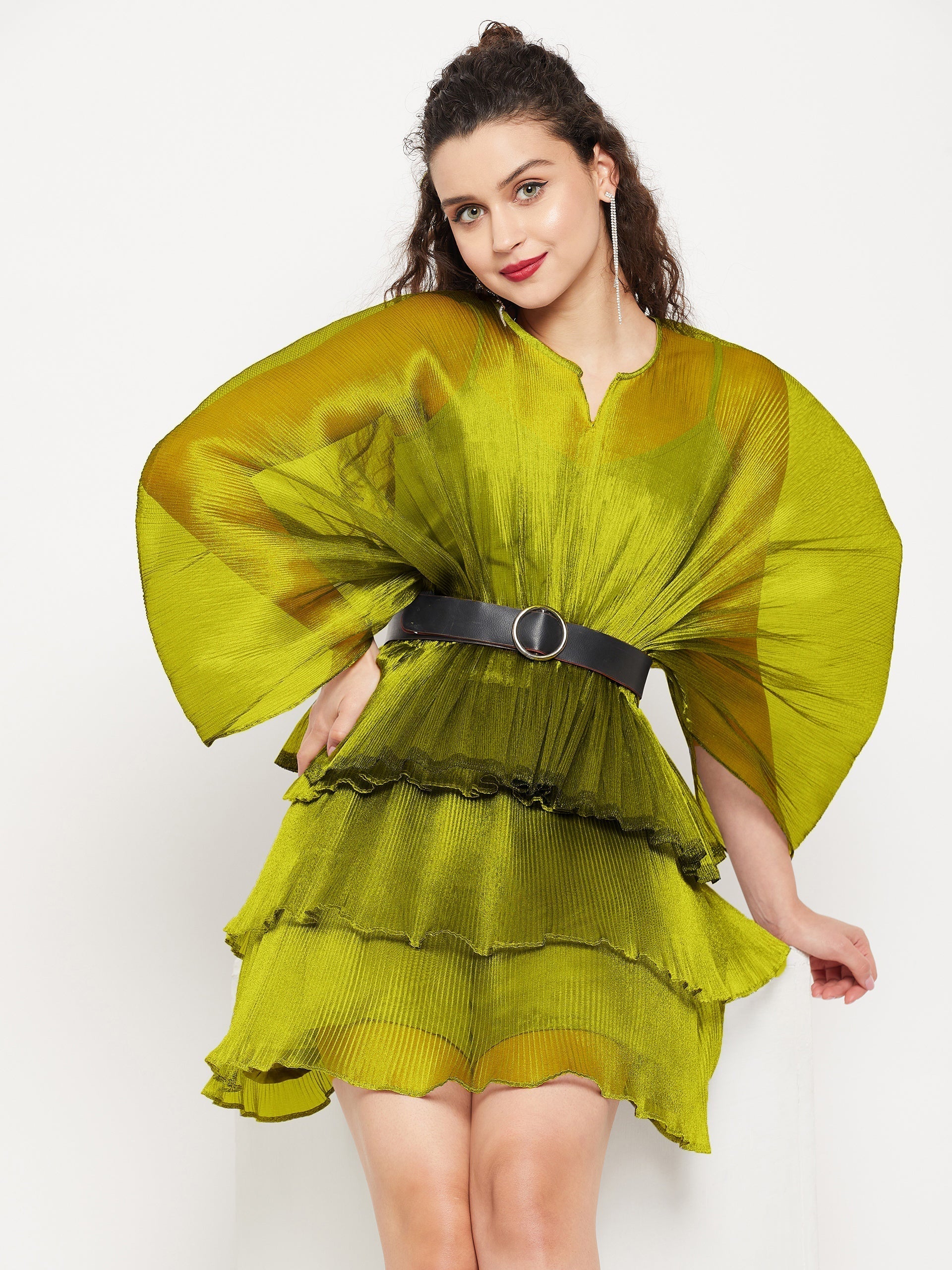 Short Ruffle Pleated Organza Skirt - Pinkkup