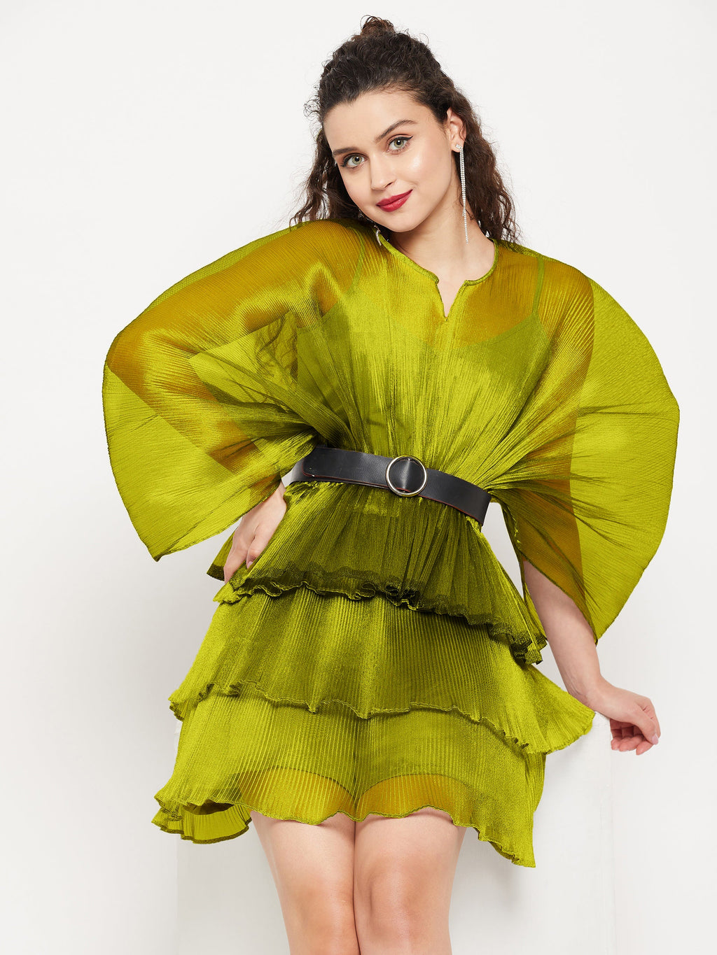 Short Ruffle Pleated Organza Skirt - Pinkkup