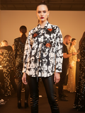 Printed Tie-Up Full Sleeve Sequinned Cotton Shirt - Pinkkup