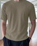 Men Round Neck Khaki Regular T-Shirt