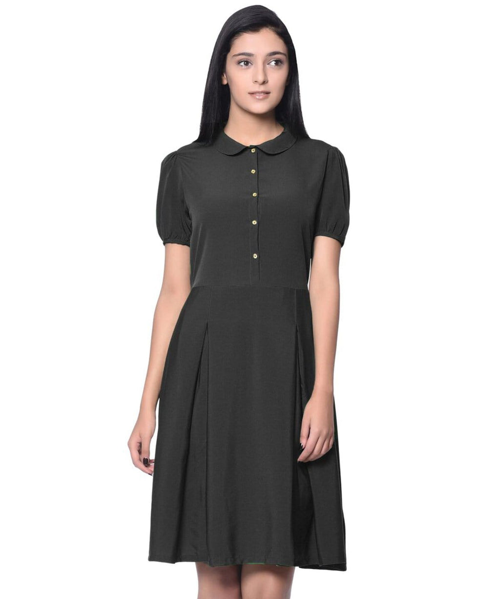 Solid Peterpan Collar Skater Dress