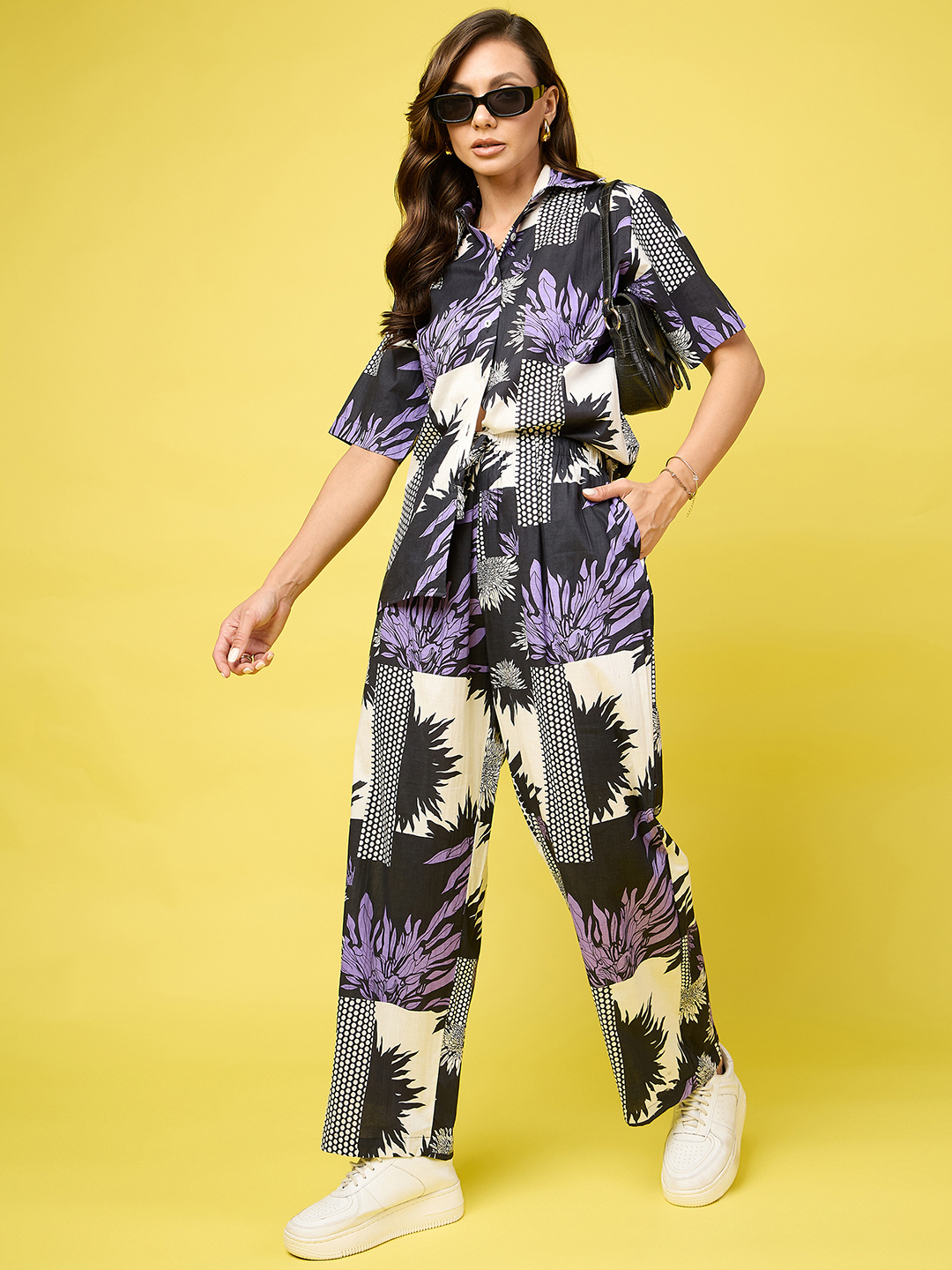 Printed Two Piece Cotton Coord Set - Pinkkup