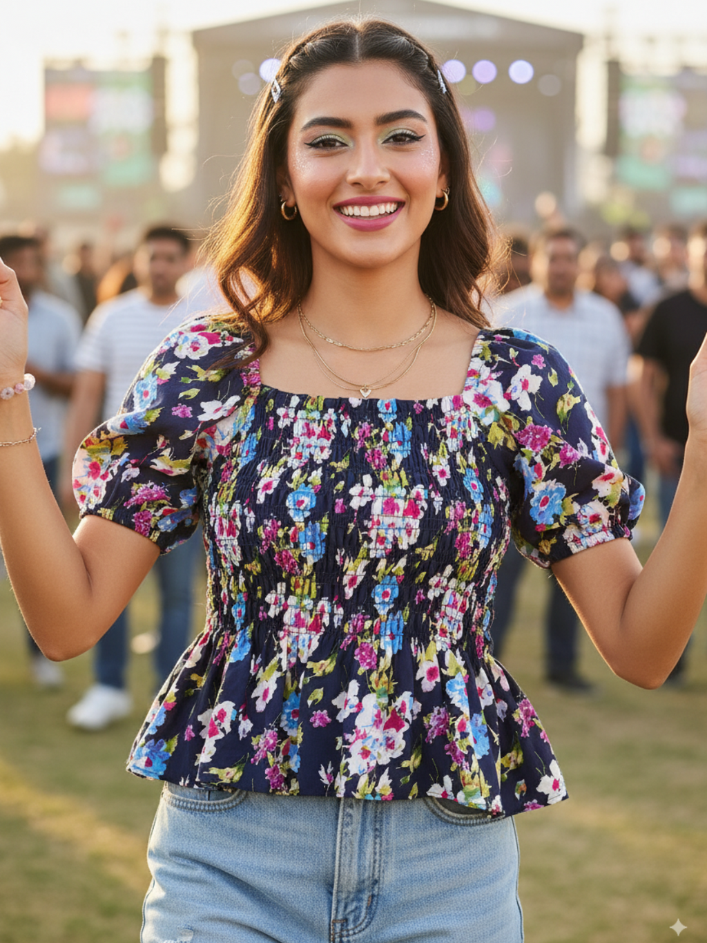 Smocked Peplum Top - Pinkkup