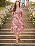 Cotton Midi Dress With Pin Tucks - Pinkkup