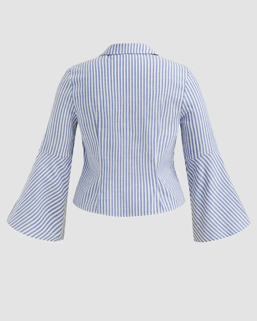 Blue Striped Flared Full Sleeve Shirt Curve & Plus
