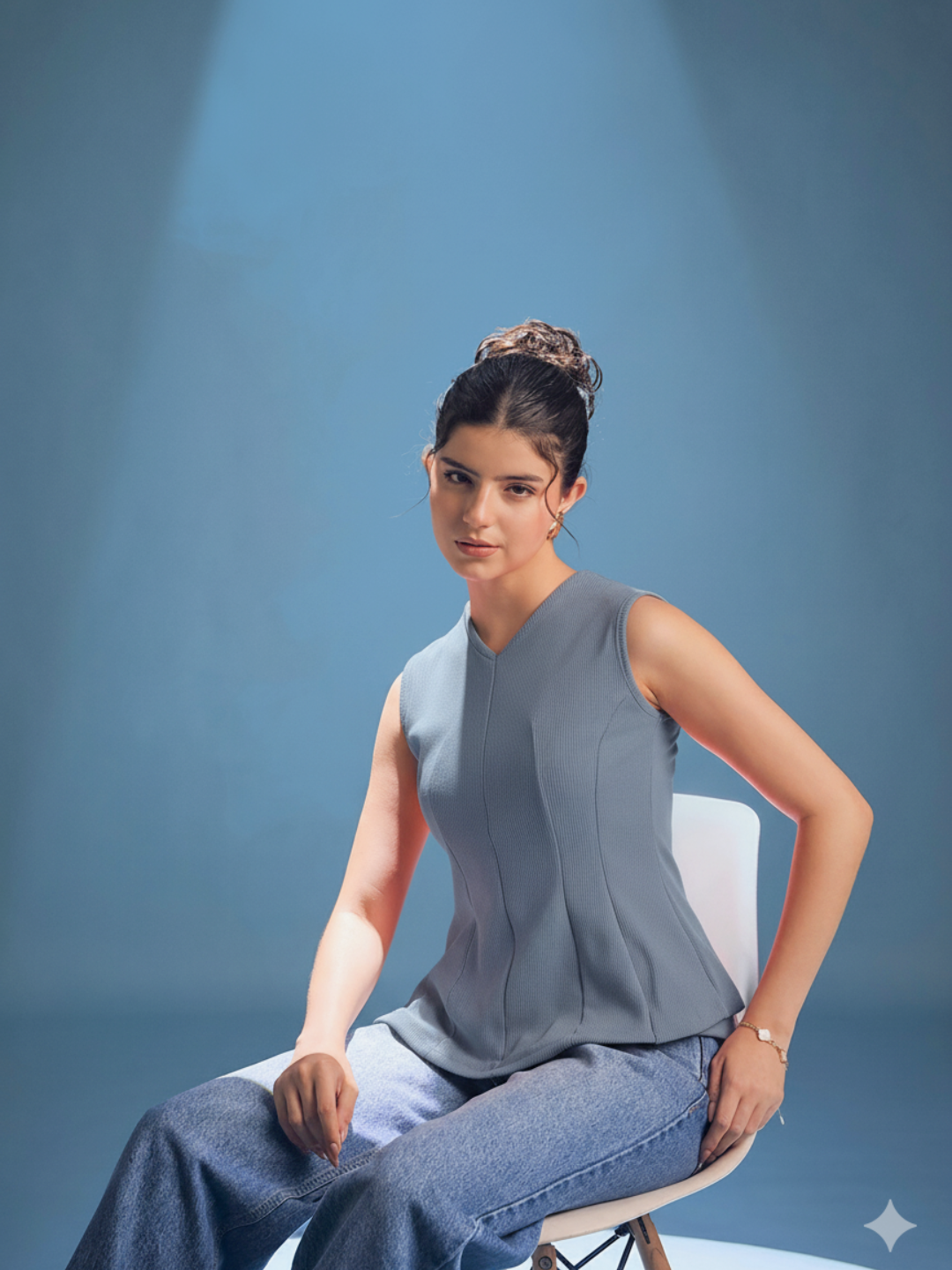 Stretchable Panelled Peplum Top