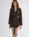 Minimal Belted Blazer in Brown