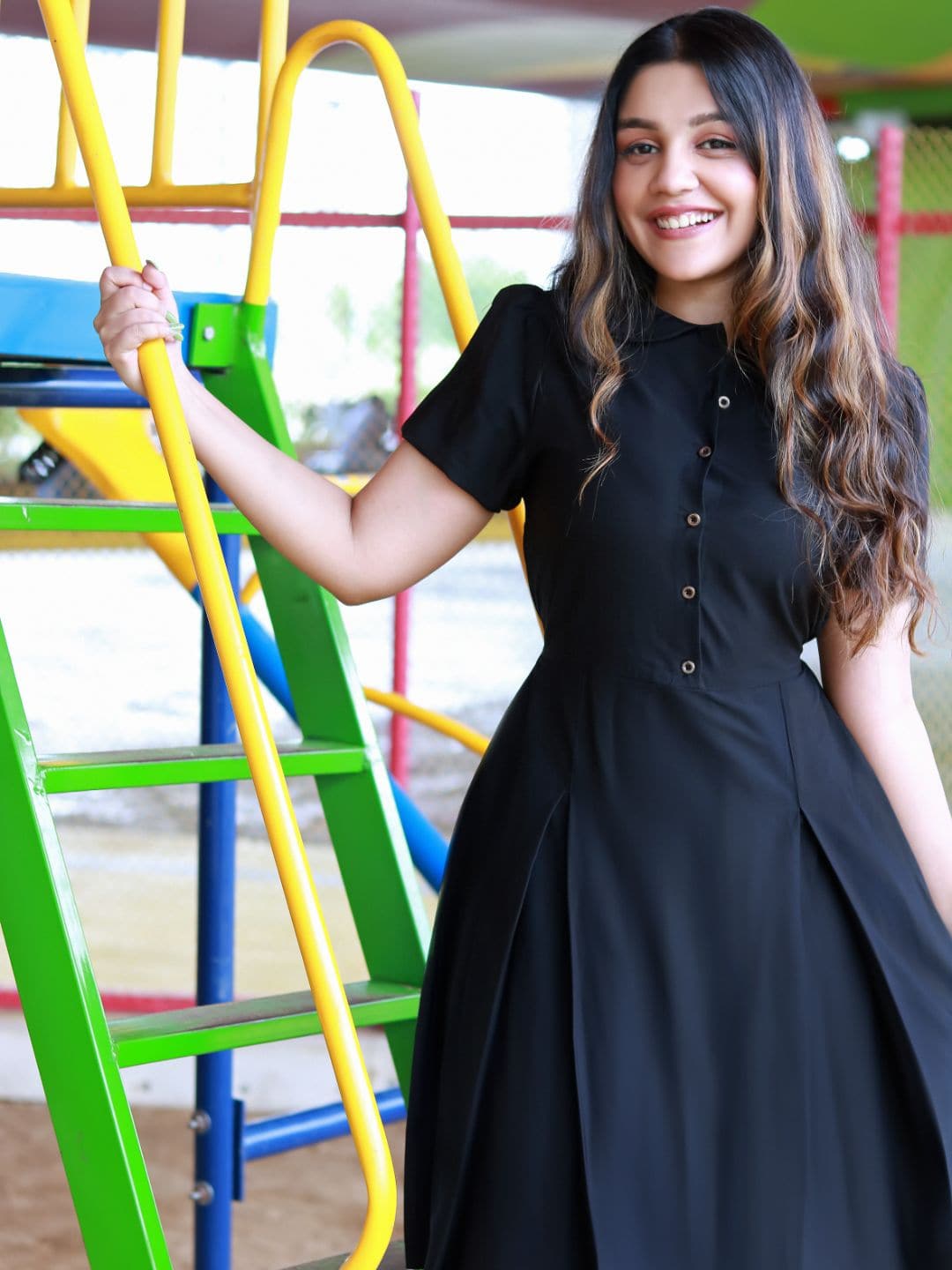 Solid Peterpan Collar Skater Dress - Pinkkup
