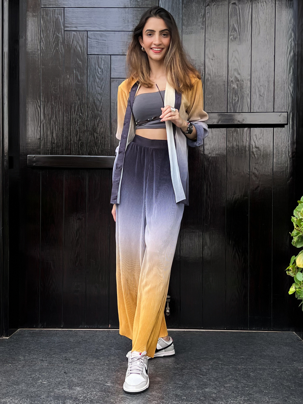 Pleated Two Piece Ombre Co-ord Set - Pinkkup
