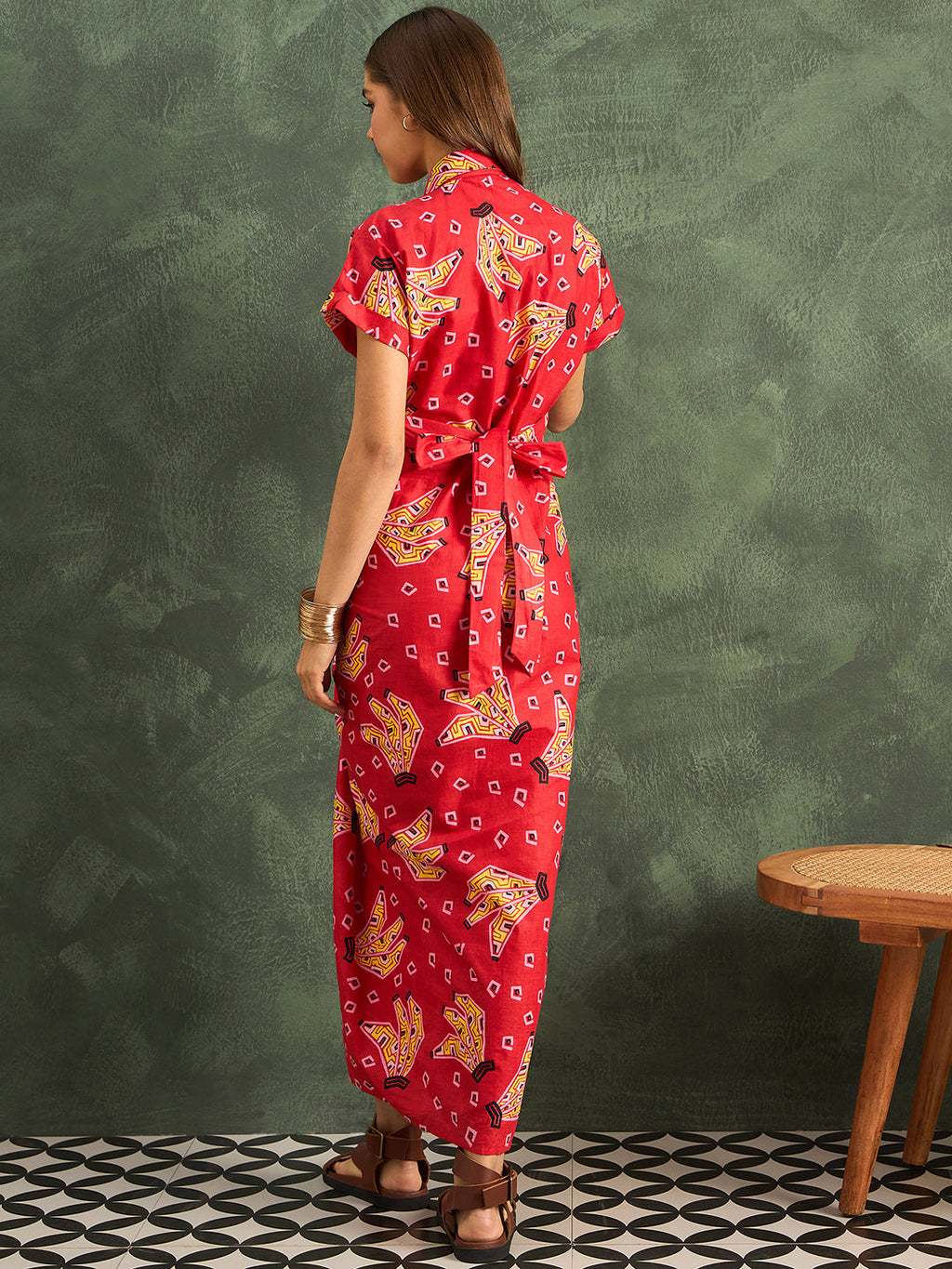 Pure Cotton Cinched-Line Midi Dress