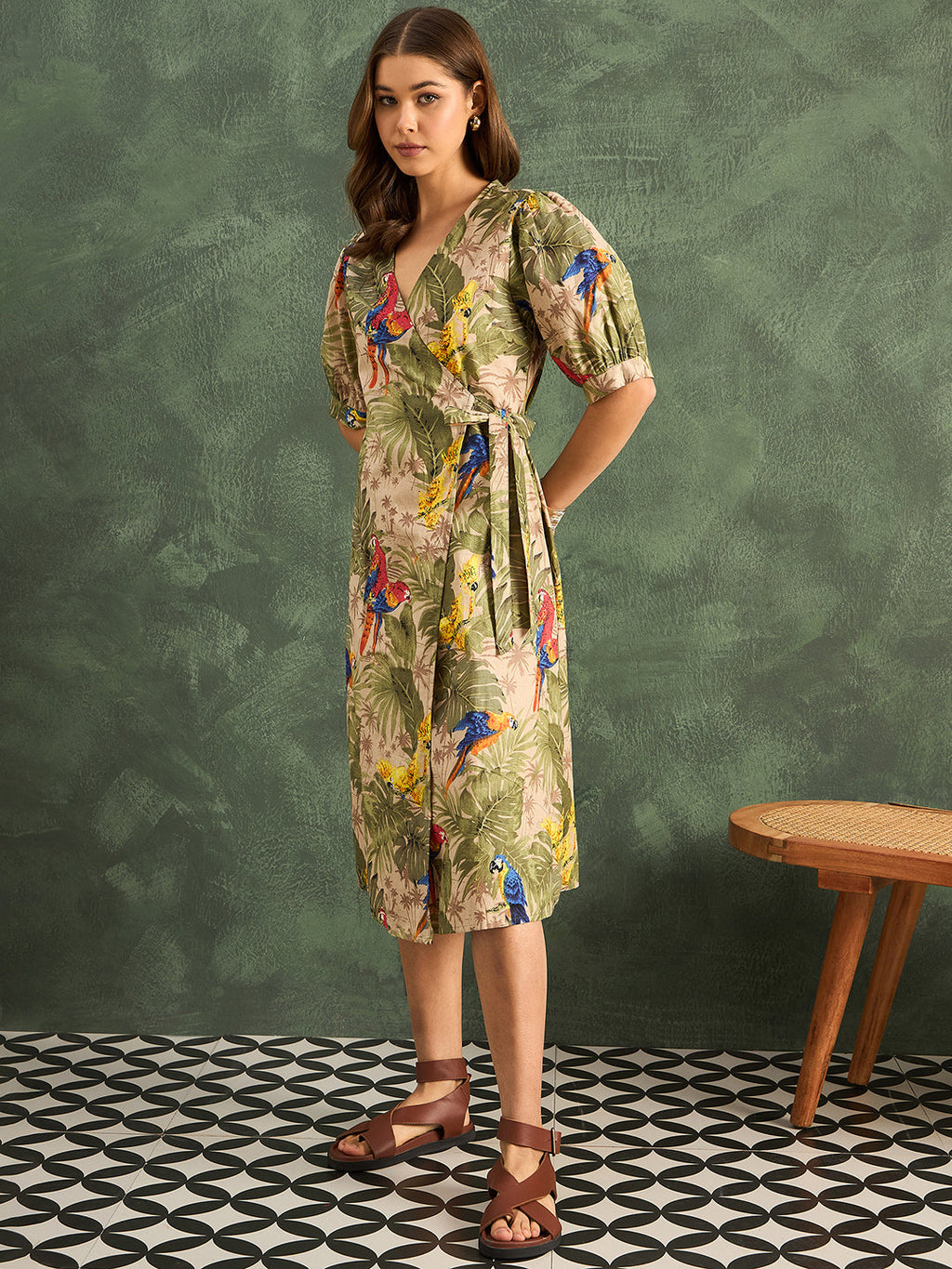 Pure Cotton Wrap Midi Dress