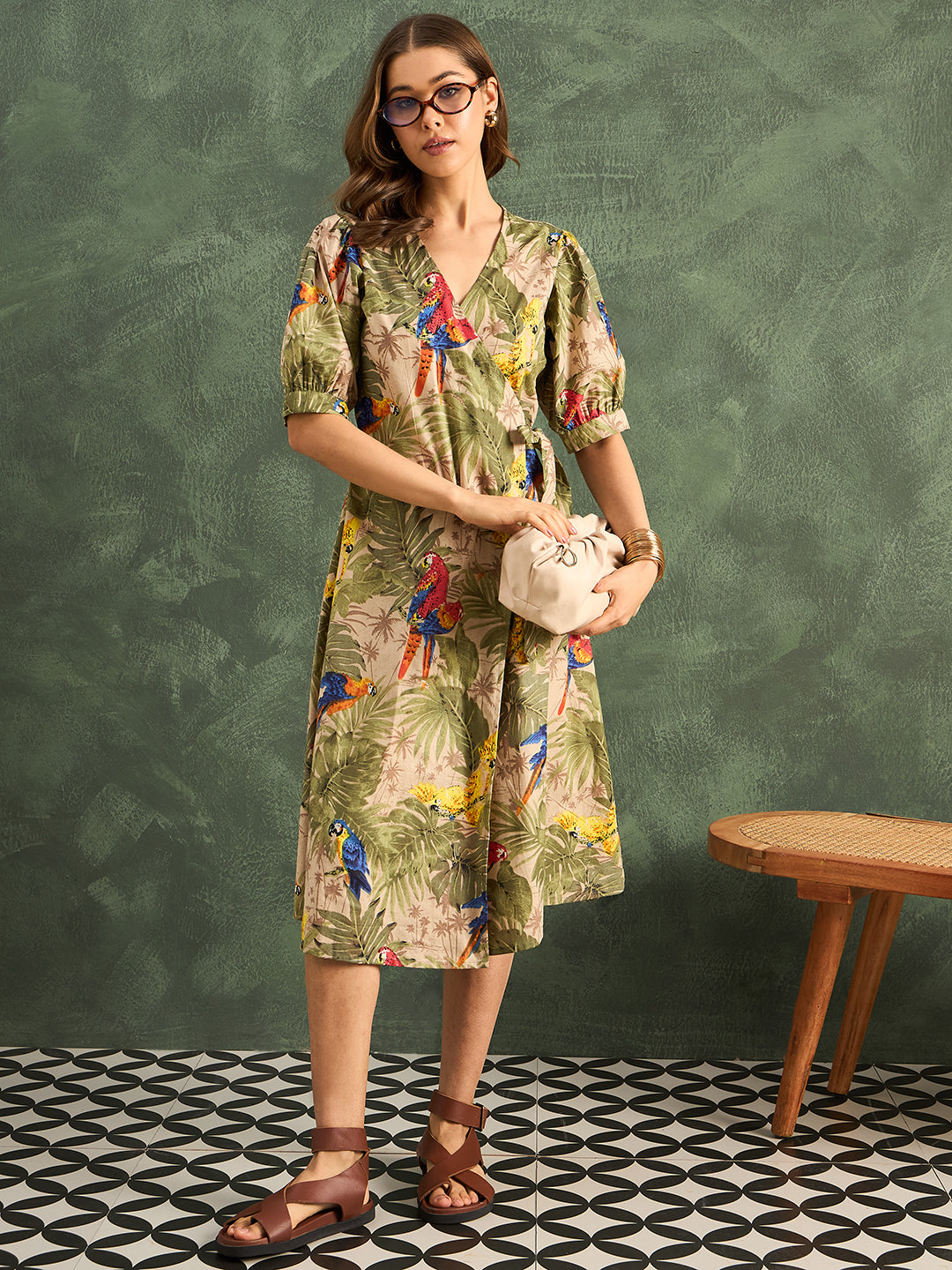 Pure Cotton Wrap Midi Dress