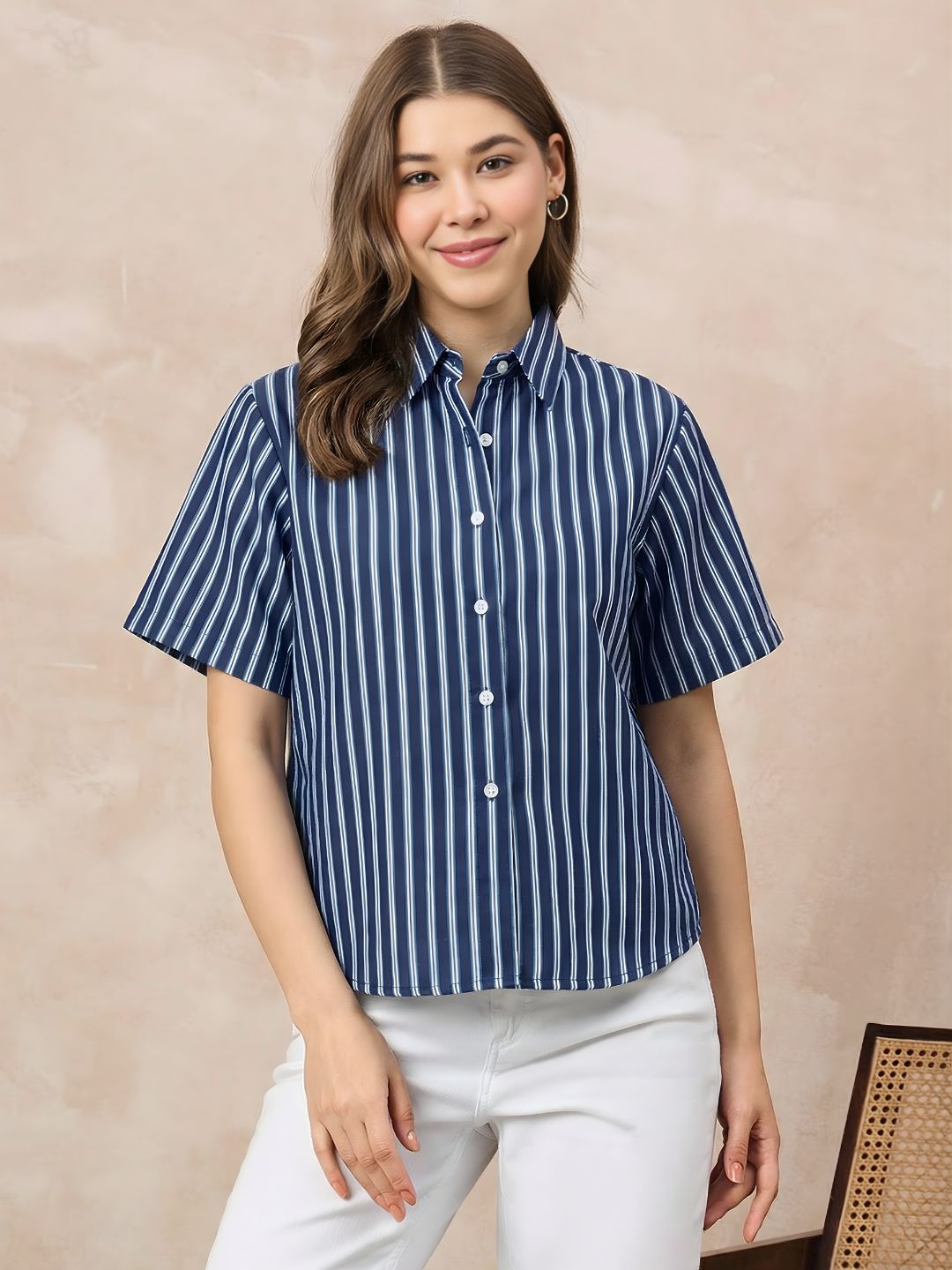 Pure Linen Half Sleeve Shirt - Pinkkup