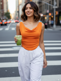 Cotton Stretchable Draped Crop Top - Pinkkup