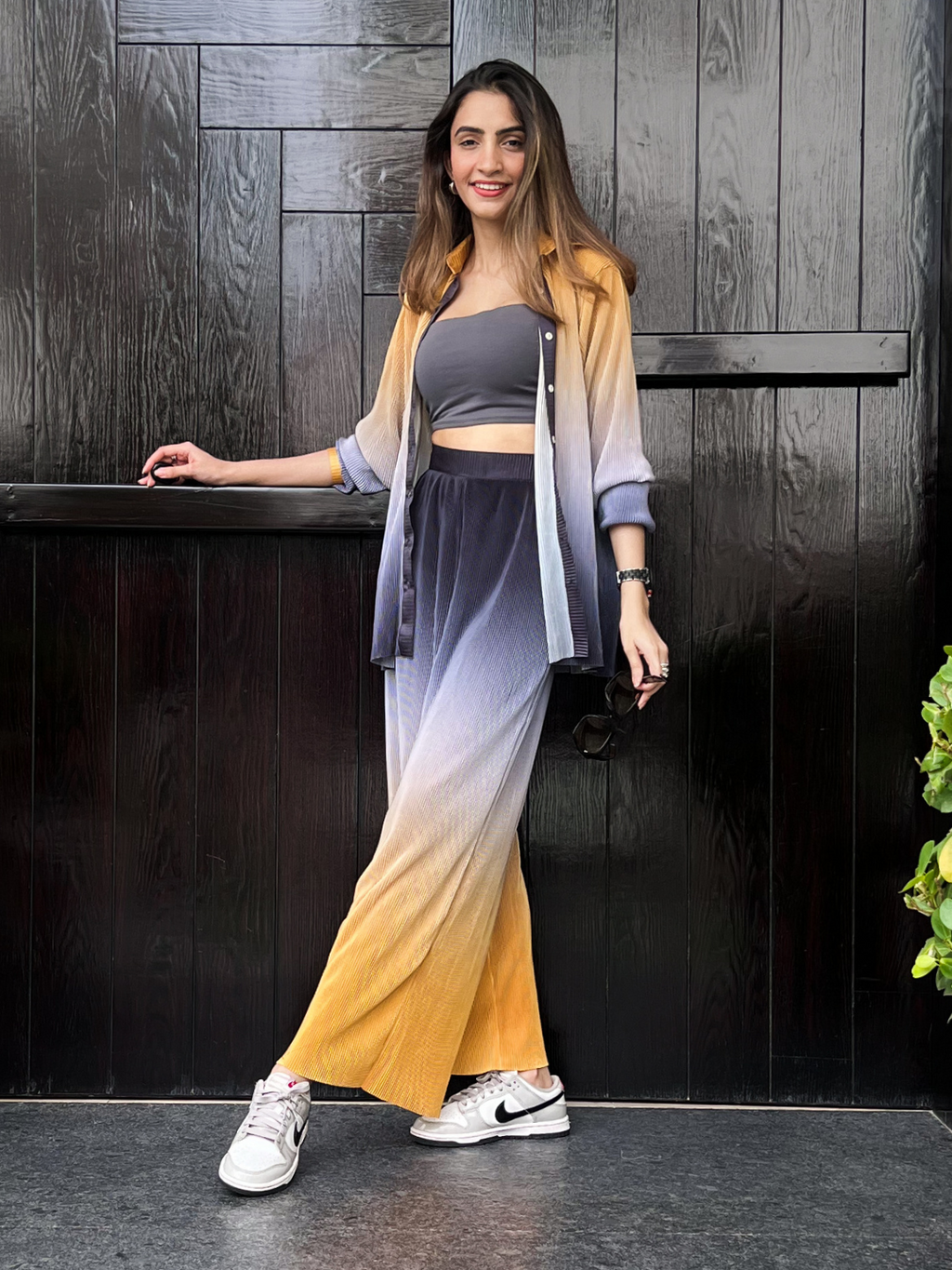 Pleated Two Piece Ombre Co-ord Set
