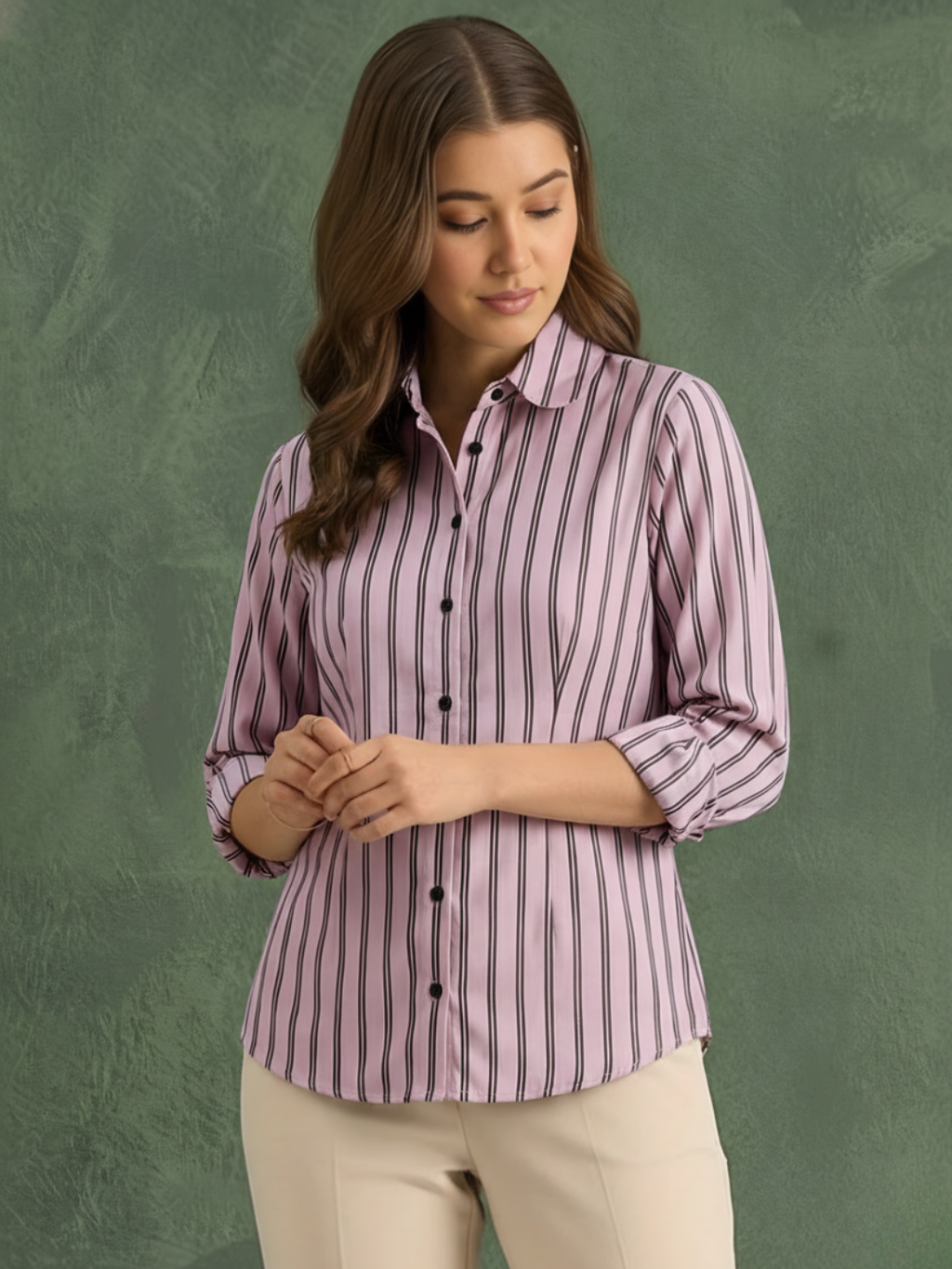Pure Linen Striped Shirt - Pinkkup