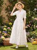 Linen Buttoned Down Shirt Dress With Belt (with Lining) - Pinkkup