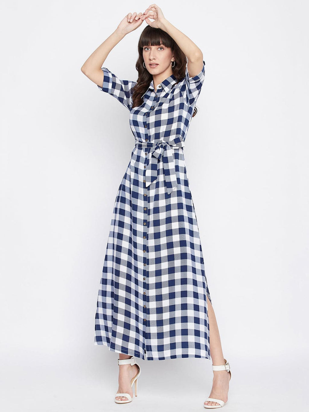 Collar Buttoned Down Shirt Maxi Dress