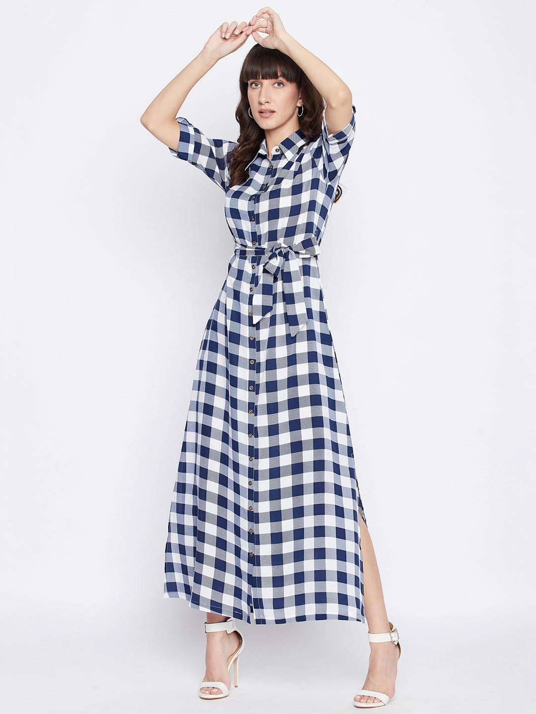 Collar Buttoned Down Shirt Maxi Dress