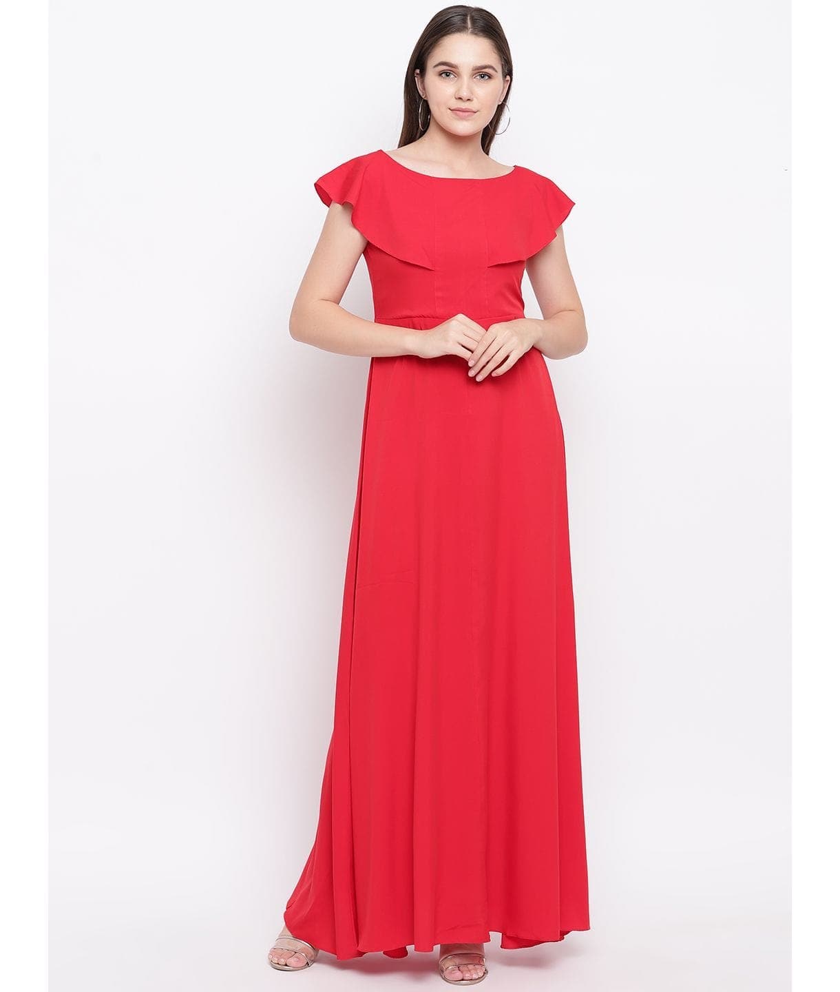 Flared Ruffle Maxi Gown - Pinkkup