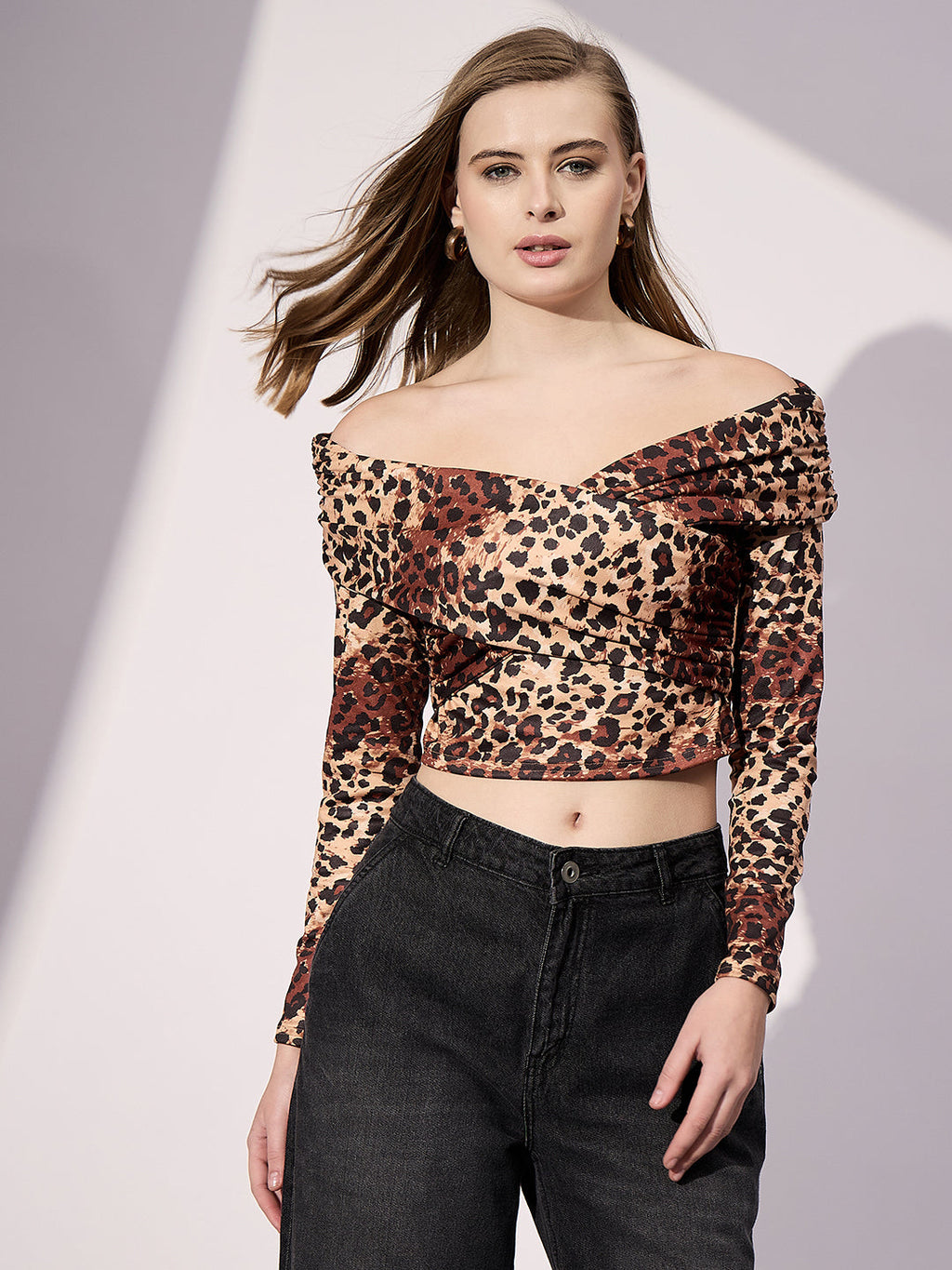Stretchable Wrap Style Bardot Top