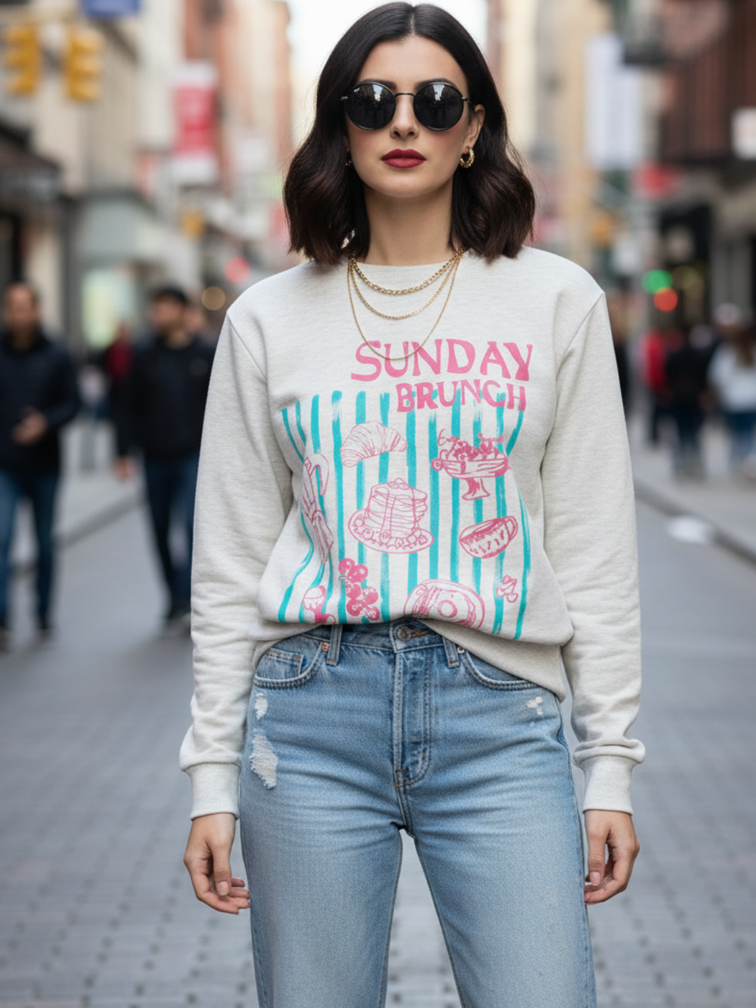 Printed Sweatshirt - Pinkkup