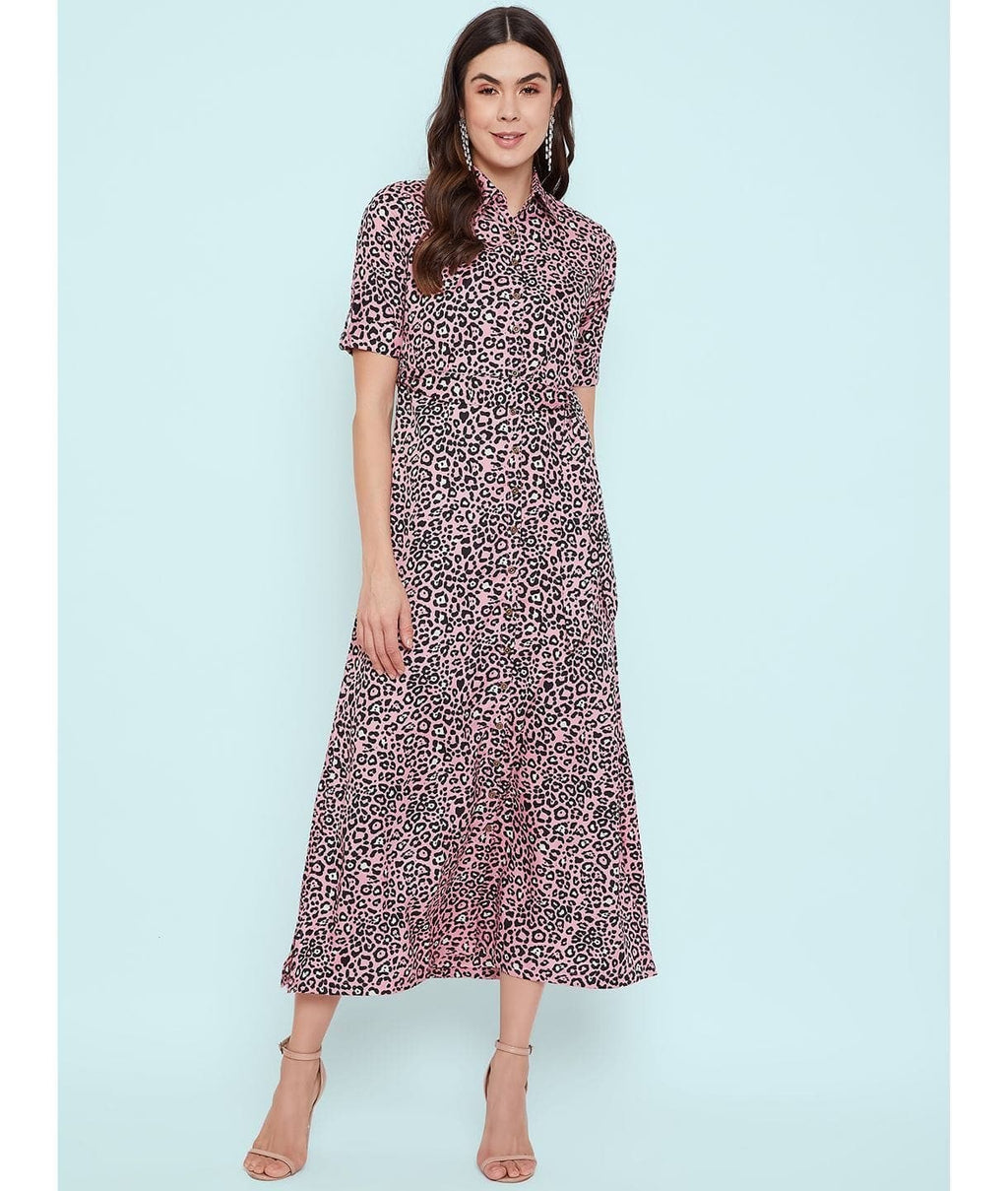 Collar Buttoned Down Shirt Maxi Dress