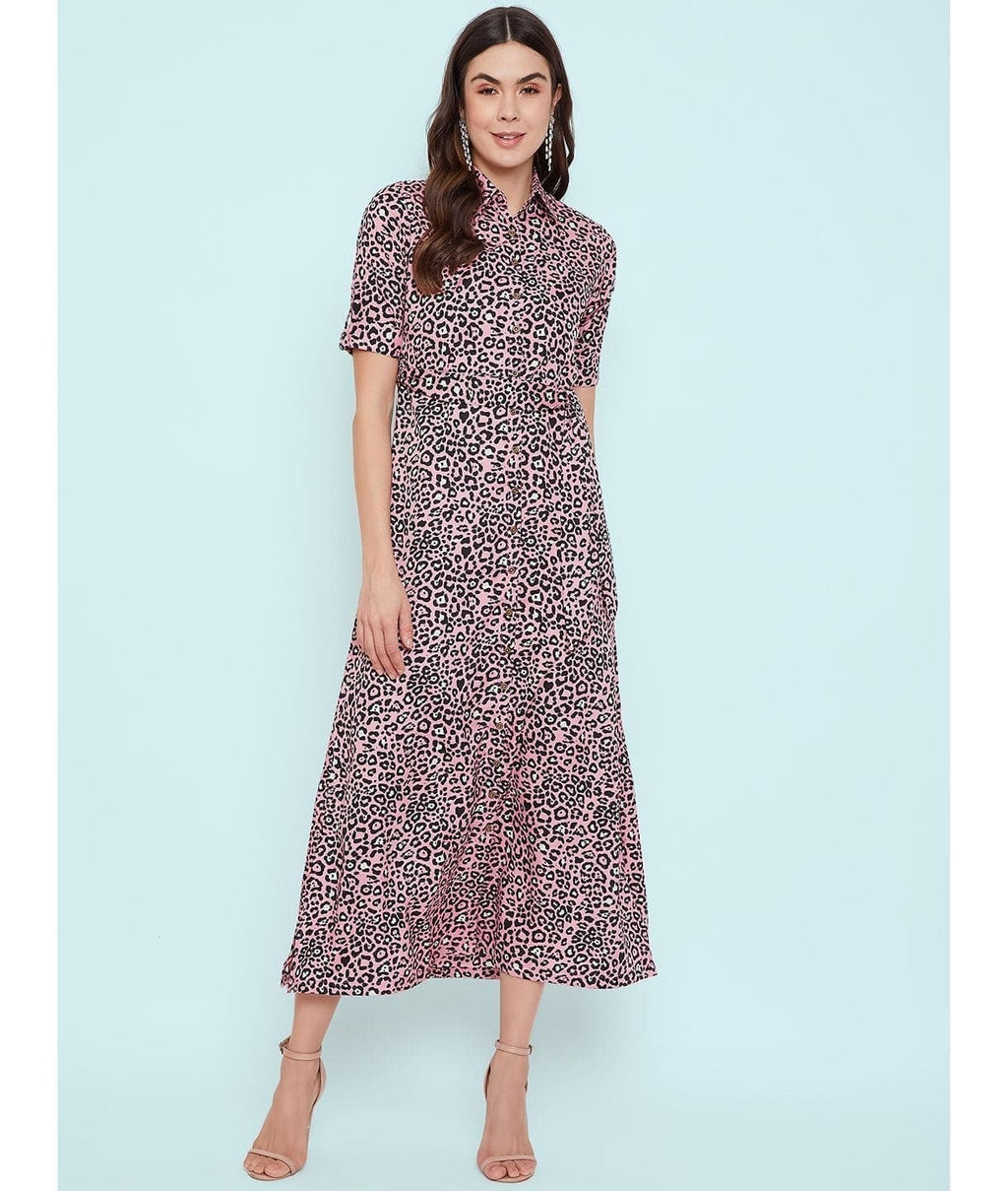 Collar Buttoned Down Shirt Maxi Dress