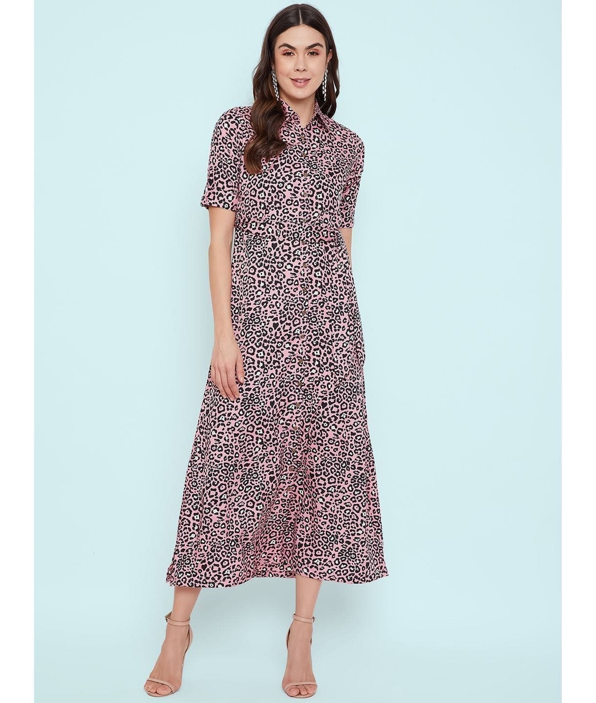 Collar Buttoned Down Shirt Maxi Dress