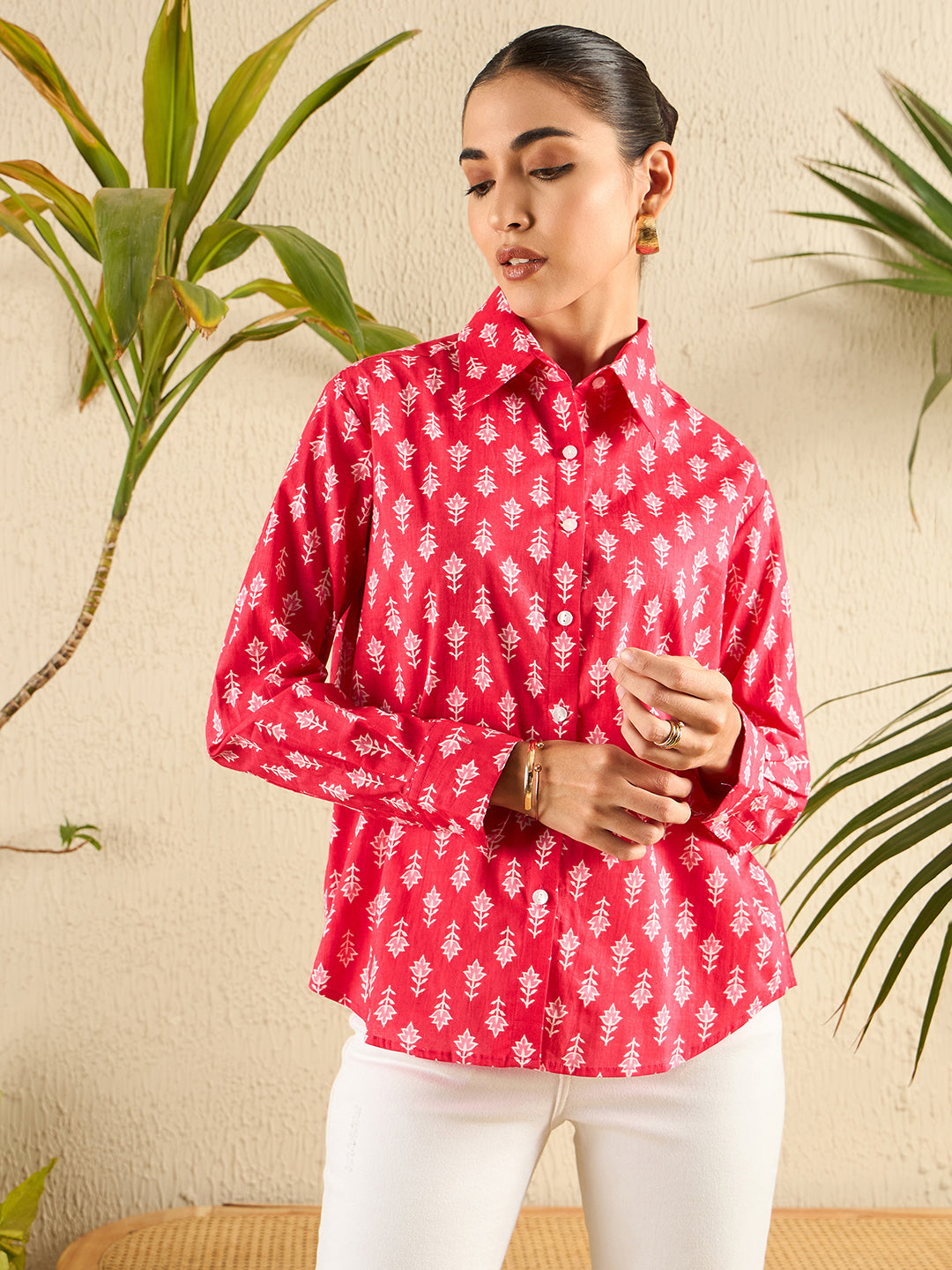 Printed Cotton Shirt - Pinkkup