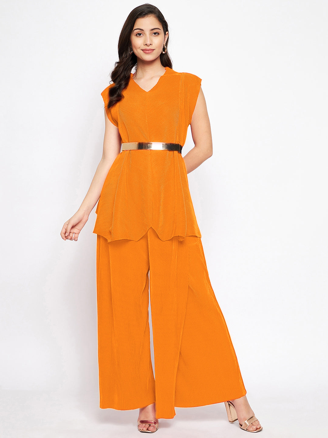 Pleated Pants with a Front Drape