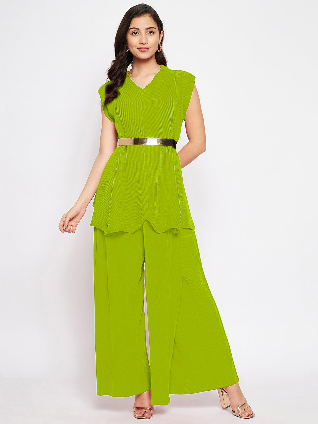Pleated Pants with a Front Drape - Pinkkup