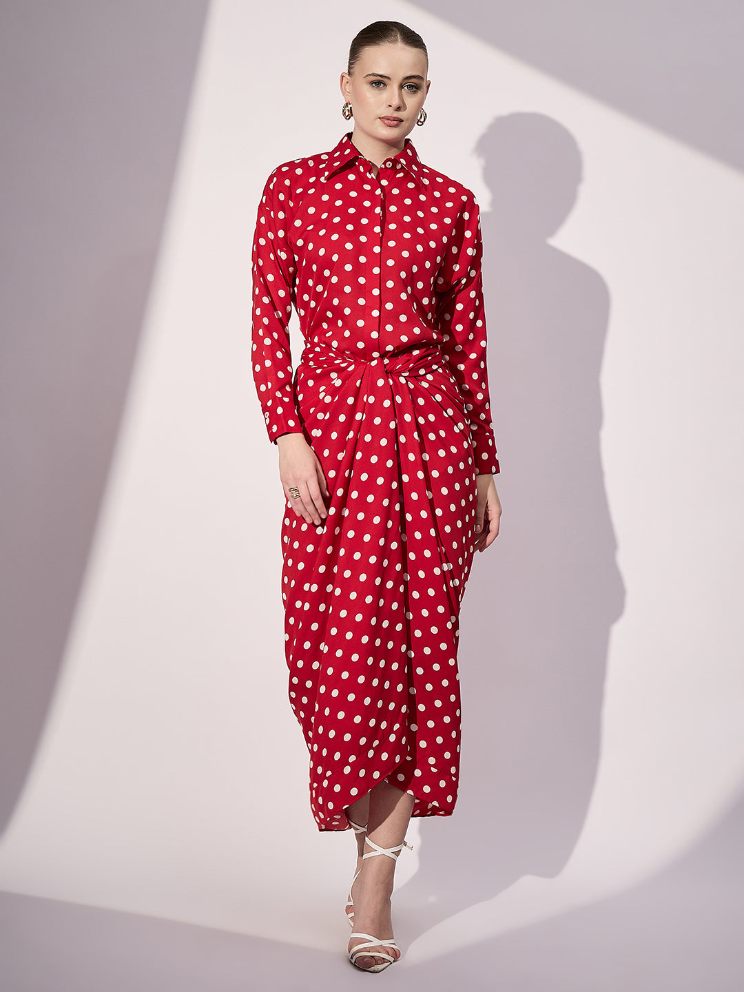 Printed Shirt with Front Twist Skirt Co-ord Set