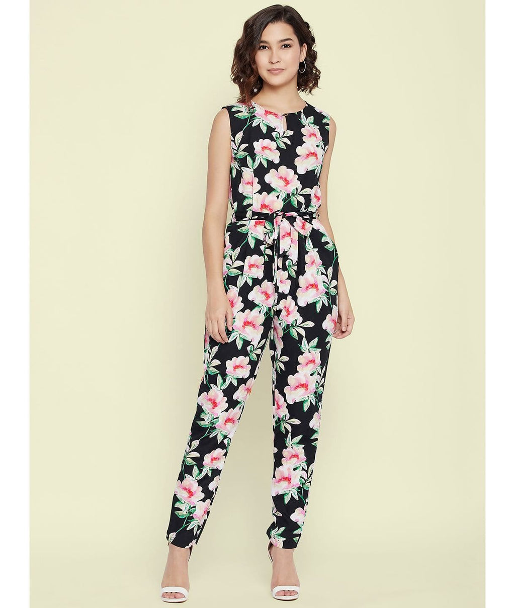 Printed Waist-tie Jumpsuit